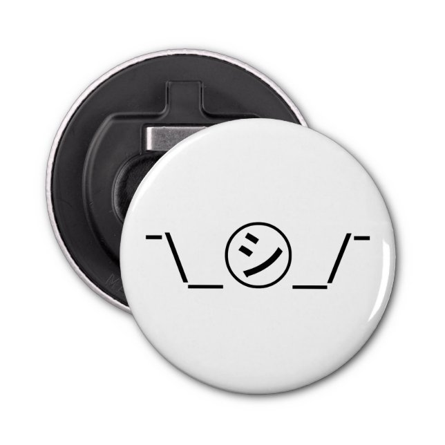 Shi Kana Shrug Emoticon ¯\_㋛_/¯ Japanese Kaomoji Bottle Opener (Front)