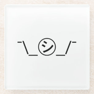 Shi Kana Shrug Emoticon ¯\_㋛_/¯ Japanese Kaomoji Glass Coaster