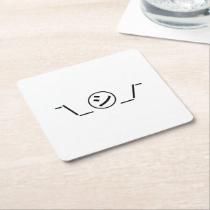 Shi Kana Shrug Emoticon ¯\_㋛_/¯ Japanese Kaomoji Square Paper Coaster