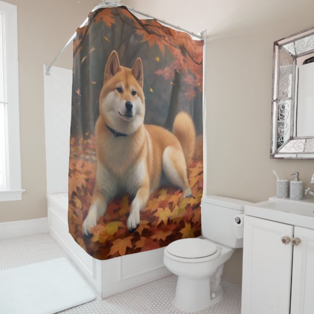 Shib Inu in Autumn Leaves Fall Inspire  (In Situ)