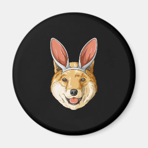 Shiba dog with easter bunny ears   shiba dog gift magnet