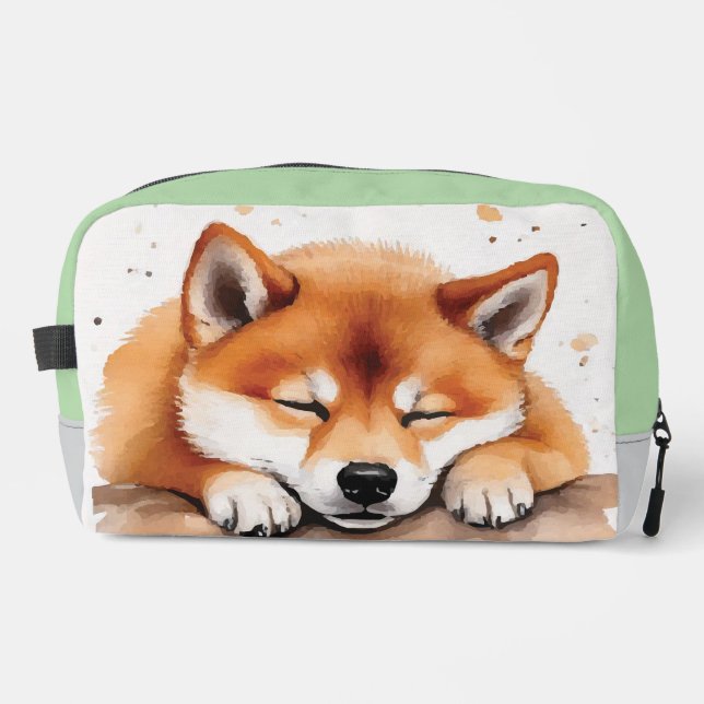 shiba getting sleepy tricolor toiletry bag (Front)