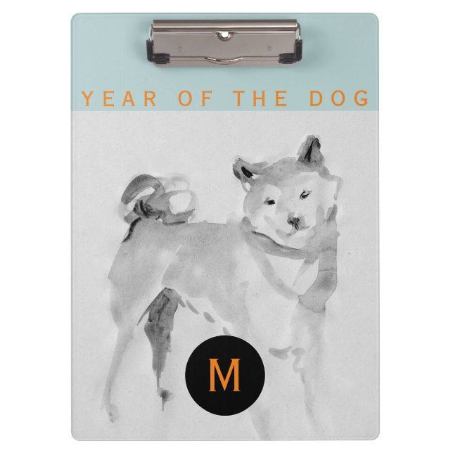 Shiba Inu 3 Painting Chinese Dog Year Monogram Cb Clipboard (Front)