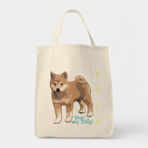 Shiba inu Année de mon sac d'épicerie en coton de