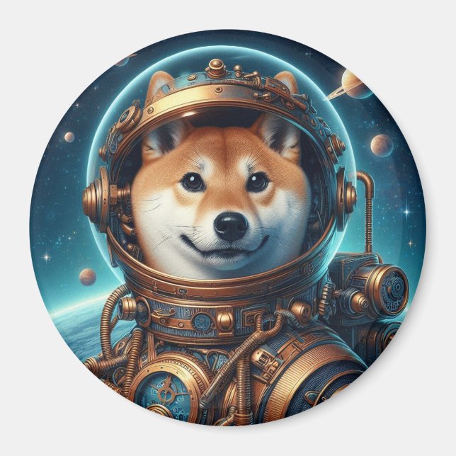 Shiba Inu Astronaut 3 Inch Magnet (Front)