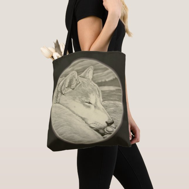 Shiba Inu Bags Shiba Inu Dog Shopping Tote Bags (Close Up)