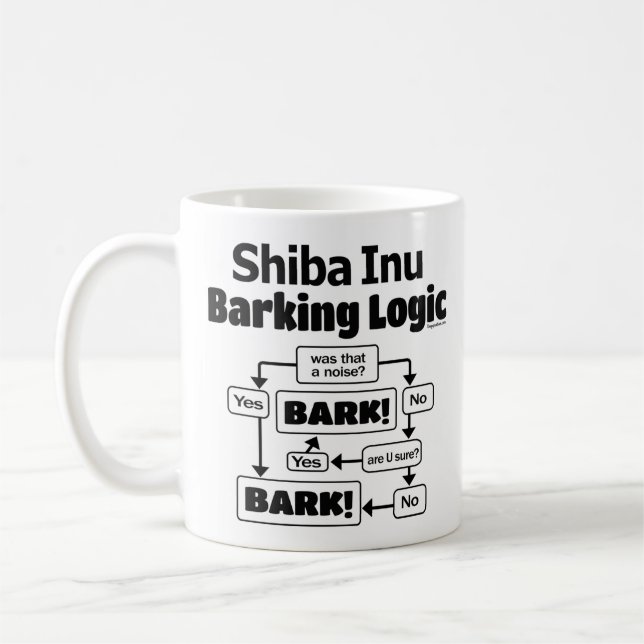 Shiba Inu Barking Logic Coffee Mug (Left)