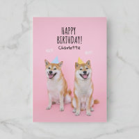 Shiba Inu Birthday Bliss Folded Greeting Card