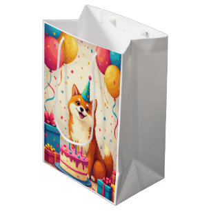 Shiba Inu Birthday Celebration Medium Gift Bag