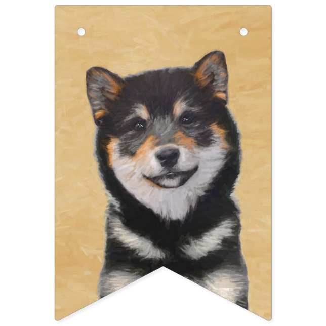 Shiba Inu (Black and Tan) Painting - Dog Art Bunting Flags (First Flag)