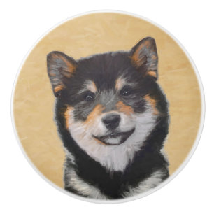 Shiba Inu (Black and Tan) Painting - Dog Art Ceramic Knob