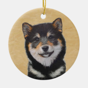 Shiba Inu (Black and Tan) Painting - Dog Art Ceramic Ornament