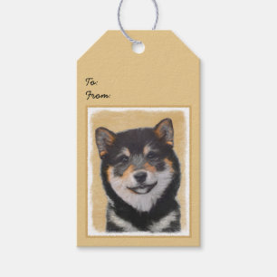 Shiba Inu (Black and Tan) Painting - Dog Art Gift Tags