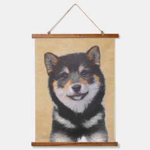 Shiba Inu (Black and Tan) Painting - Dog Art Hanging Tapestry