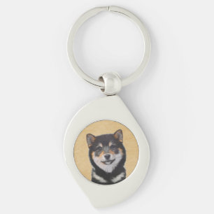 Shiba Inu (Black and Tan) Painting - Dog Art Keychain