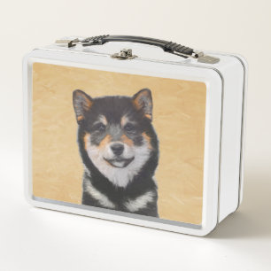 Shiba Inu (Black and Tan) Painting - Dog Art Metal Lunch Box