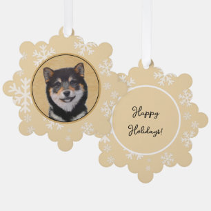Shiba Inu (Black and Tan) Painting - Dog Art Ornament Card