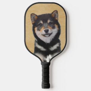 Shiba Inu (Black and Tan) Painting - Dog Art Pickleball Paddle