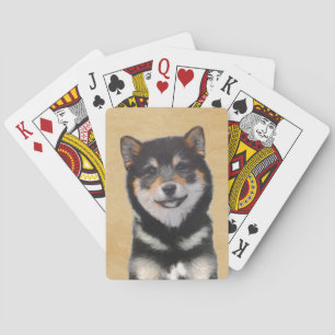 Shiba Inu (Black and Tan) Painting - Dog Art Playing Cards