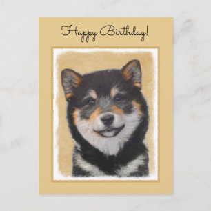 Shiba Inu (Black and Tan) Painting - Dog Art Postcard