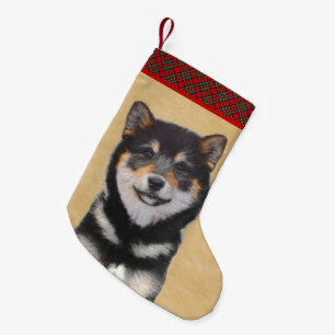Shiba Inu (Black and Tan) Painting - Dog Art Small Christmas Stocking