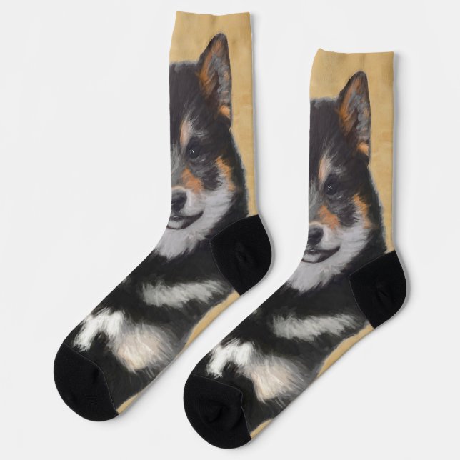 Shiba Inu (Black and Tan) Painting - Dog Art Socks (Left)