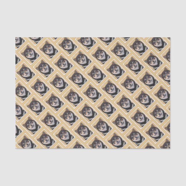Shiba Inu (Black and Tan) Painting - Dog Art Tissue Paper (Front)