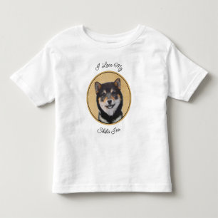 Shiba Inu (Black and Tan) Painting - Dog Art Toddler T-shirt