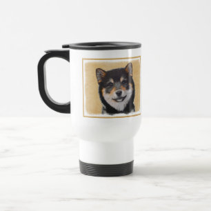 Shiba Inu (Black and Tan) Painting - Dog Art Travel Mug