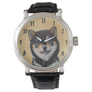 Shiba Inu (Black and Tan) Painting - Dog Art Watch