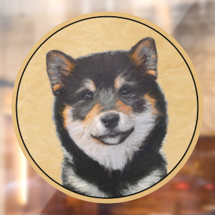 Shiba Inu (Black and Tan) Painting - Dog Art Window Cling