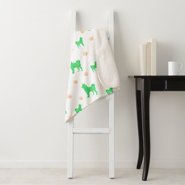 Shiba Inu Blanket – Minimal Pastel Green Gift  (In Situ)