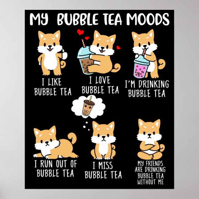 Shiba Inu Bubble Tea Women Boba Tea Dog Bubble Tea Poster (Front)