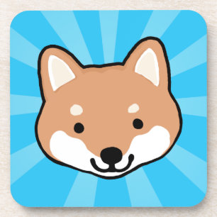 Shiba Inu Cartoon Dog Blue Starburst Coaster
