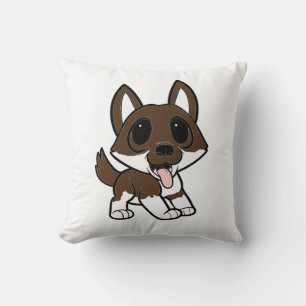 shiba inu cartoon red sesame throw pillow