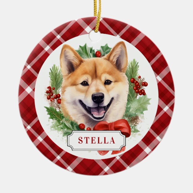 Shiba Inu Ceramic Circle Ornament (Front)