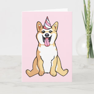 Shiba Inu Chien Dessin Bonne Carte d'Anniversaire