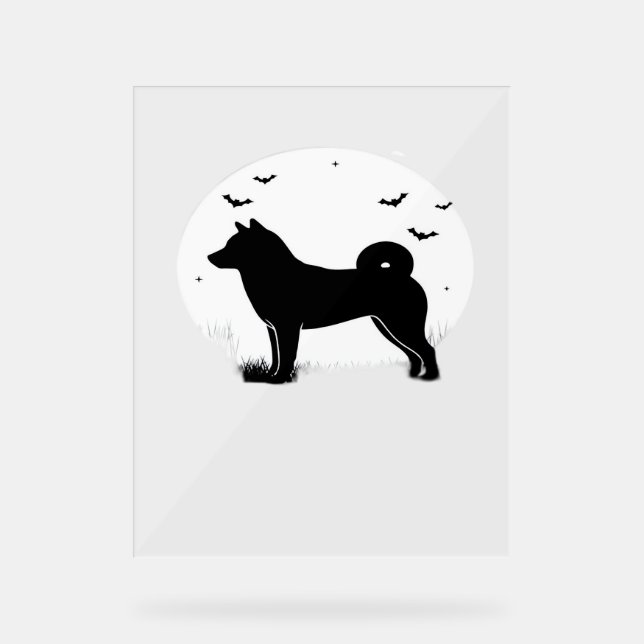 Shiba Inu Chien - Halloween Lune Silhouette Oversi (Recto)