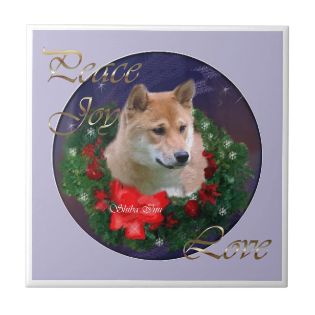 Shiba Inu Christmas Tile (Front)