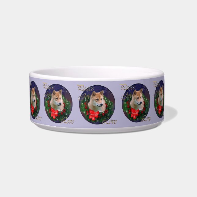 Shiba Inu Christmas Wreath  Bowl (Front)