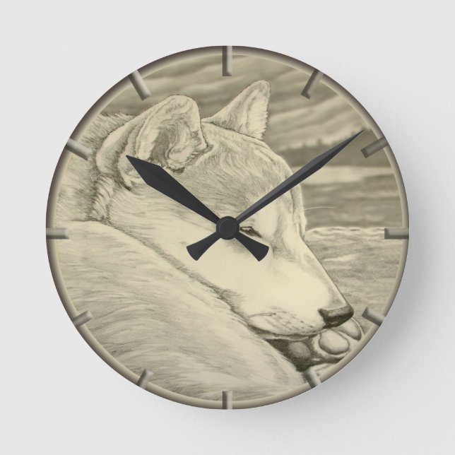 Shiba Inu Clock Gifts Decor 柴犬礼物 Wall Clock (Front)