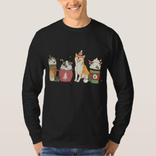 Shiba Inu Coffee Latte Winter Christmas Dog Mom Ho T-Shirt