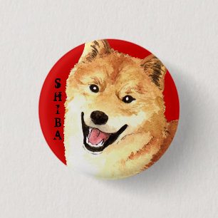 Shiba Inu Colour Block 1 Inch Round Button