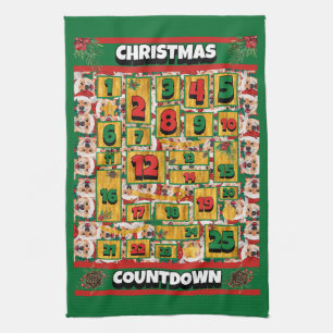 Shiba Inu Countdown Christmas Advent Calendar Dog Kitchen Towel