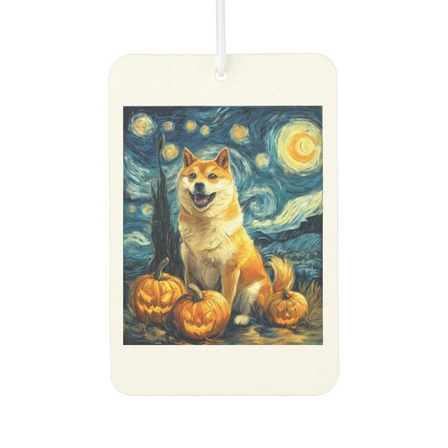 Shiba Inu Cute Dog Halloween Jack O Lantern Pumpki Air Freshener (Front)