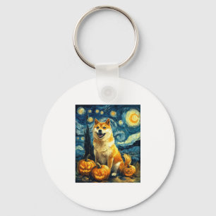 Shiba Inu Cute Dog Halloween Jack O Lantern Pumpki Keychain