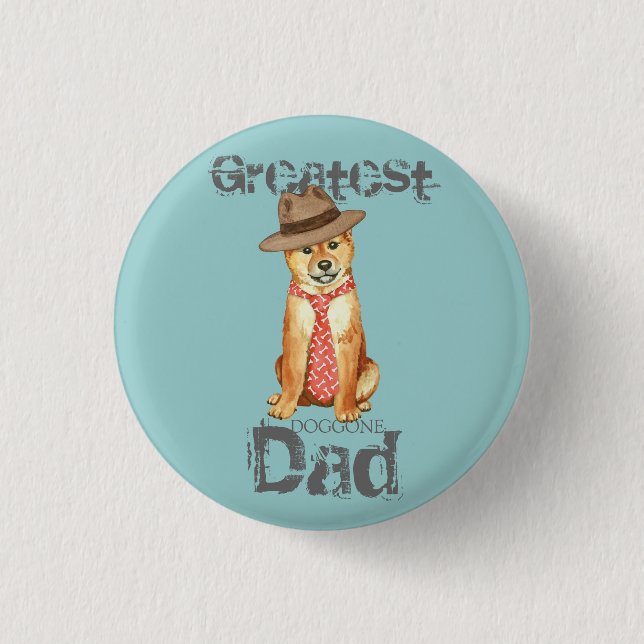 Shiba Inu Dad 1 Inch Round Button (Front)