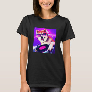 Shiba Inu DJ Party Club Disc Jockey Gif EDM Dance  T-Shirt