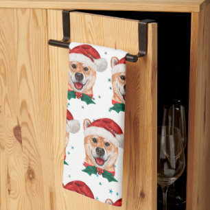 Shiba Inu Dog Breed Christmas Stars Kitchen Towel