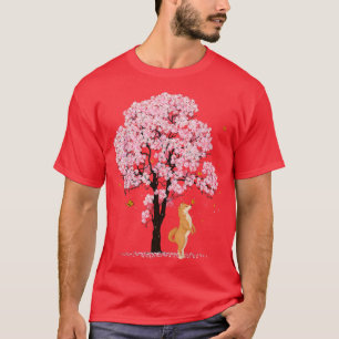 Shiba Inu Dog & Butterflies Cherry Blossom Sakura T-Shirt